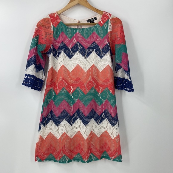 Sequin heart multicolor lace A line summer spring tunic - Picture 3 of 13